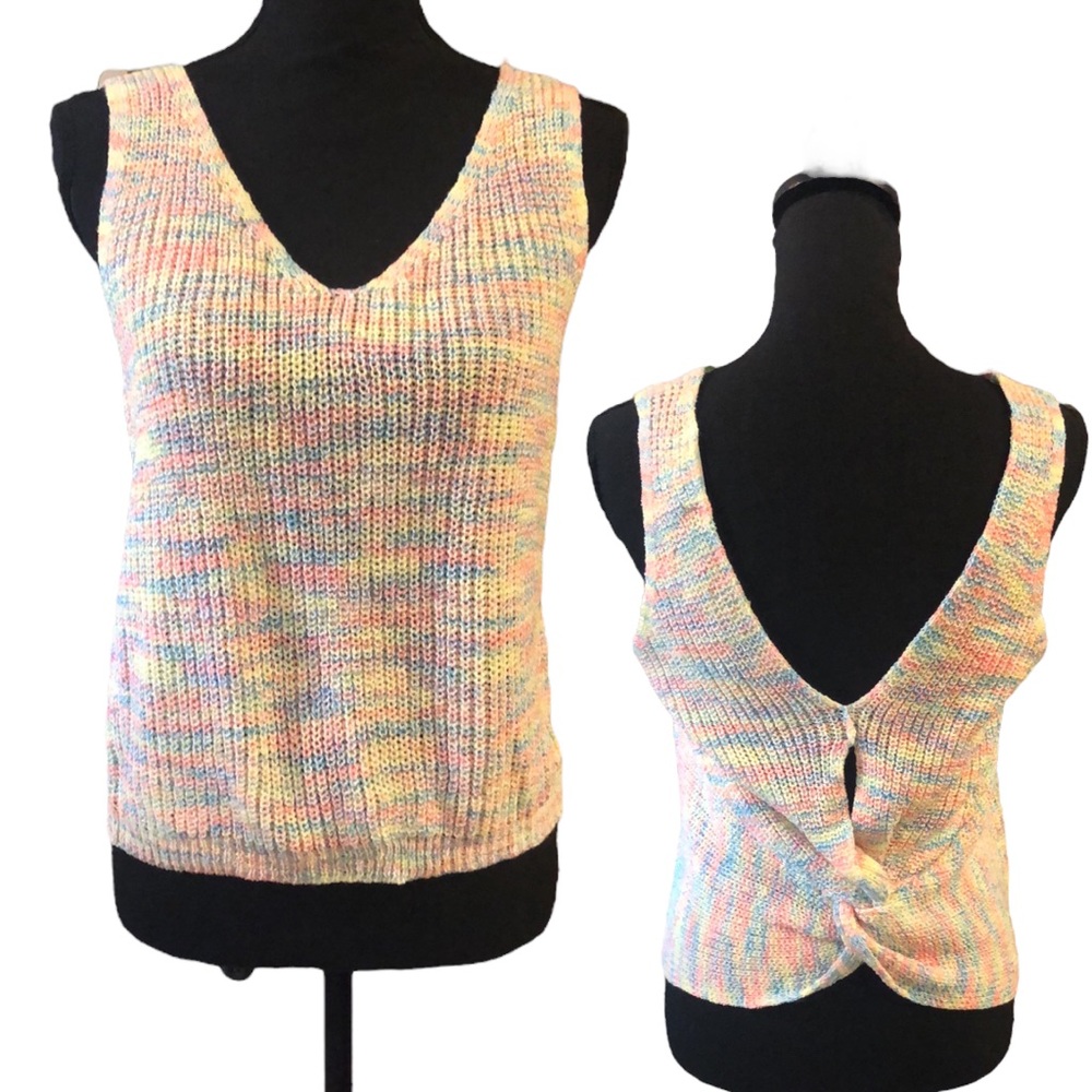 JOLIE & JOY TWIST BACK KEYHOLE KNIT TANK TOP PASTEL COLORS SIZE LARGE